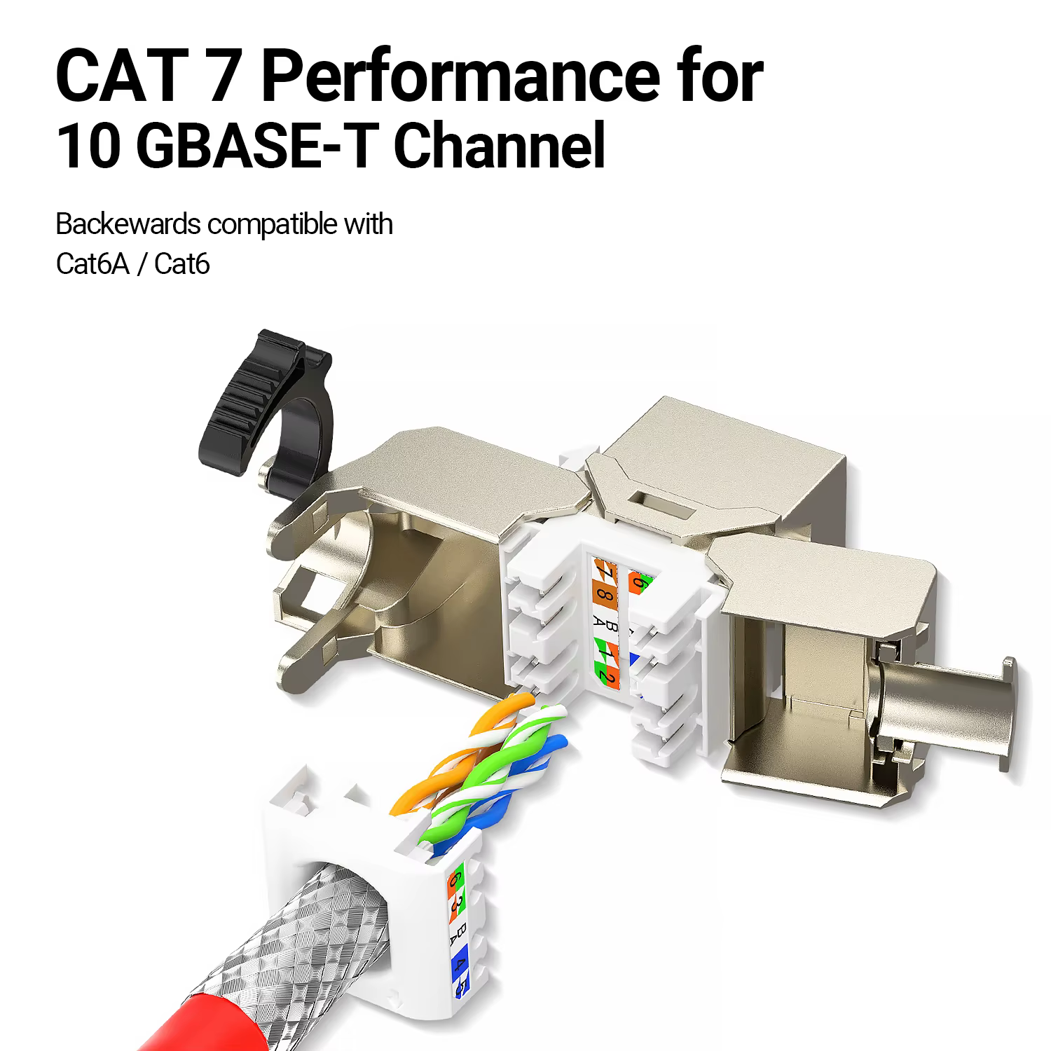 AMPCOM Conector Keystone RJ45 CAT6A STP sin Herramientas - imagen 4