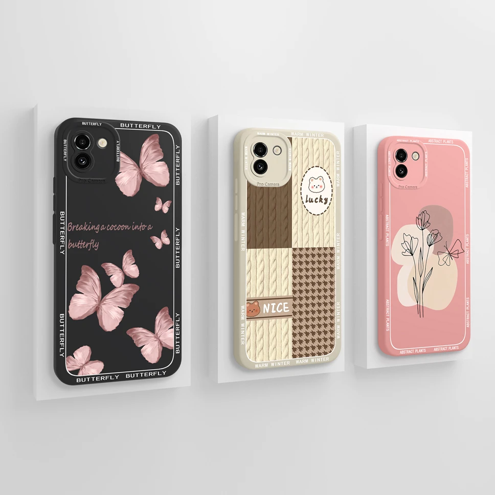 Funda de teléfono para Samsung Galaxy A03 A03S, carcasa suave y suave, bonita, con mariposas, para Samsung Galaxy A03 Galaxy A03S - imagen 2