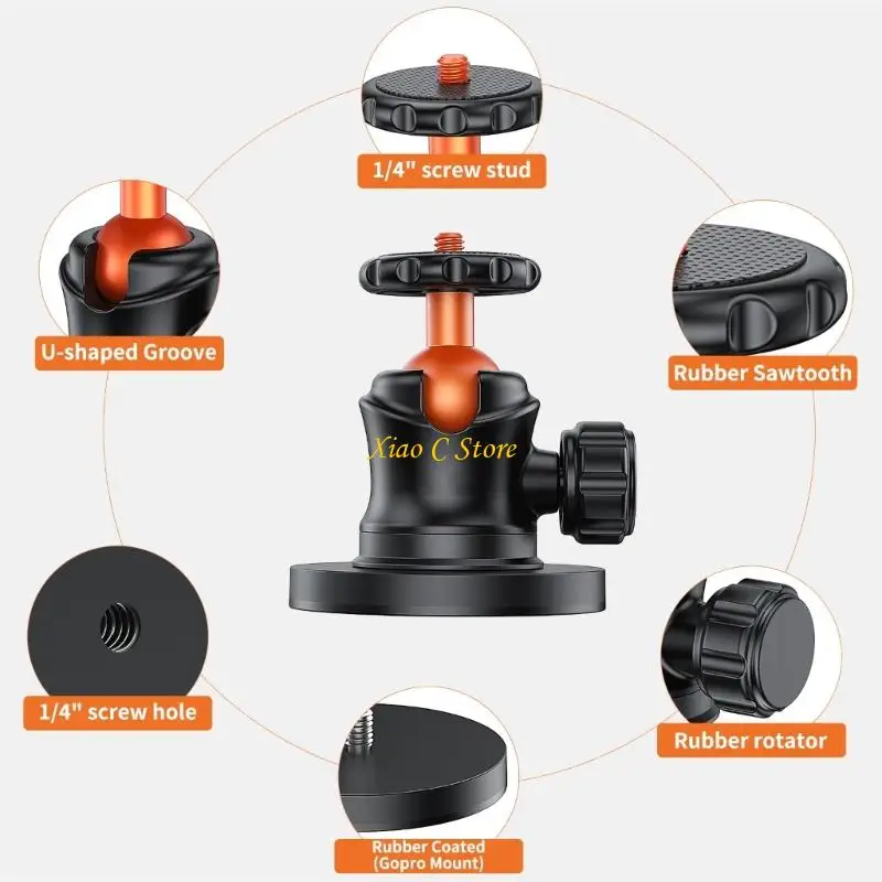 Montaje cámara magnética cabeza giratoria Y1AE 360 con trípodes aleación aluminio 1/4 para acción accesorio - imagen 3