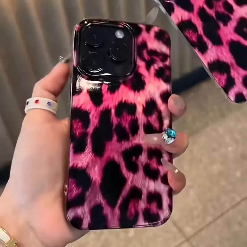 Funda de teléfono con textura de concha y estampado de leopardo de lujo para iPhone 17 Pro Max 16 15 14 Plus 13 12 Pro Max 16e 17Air 13Pro 7 8 Plus - imagen 4
