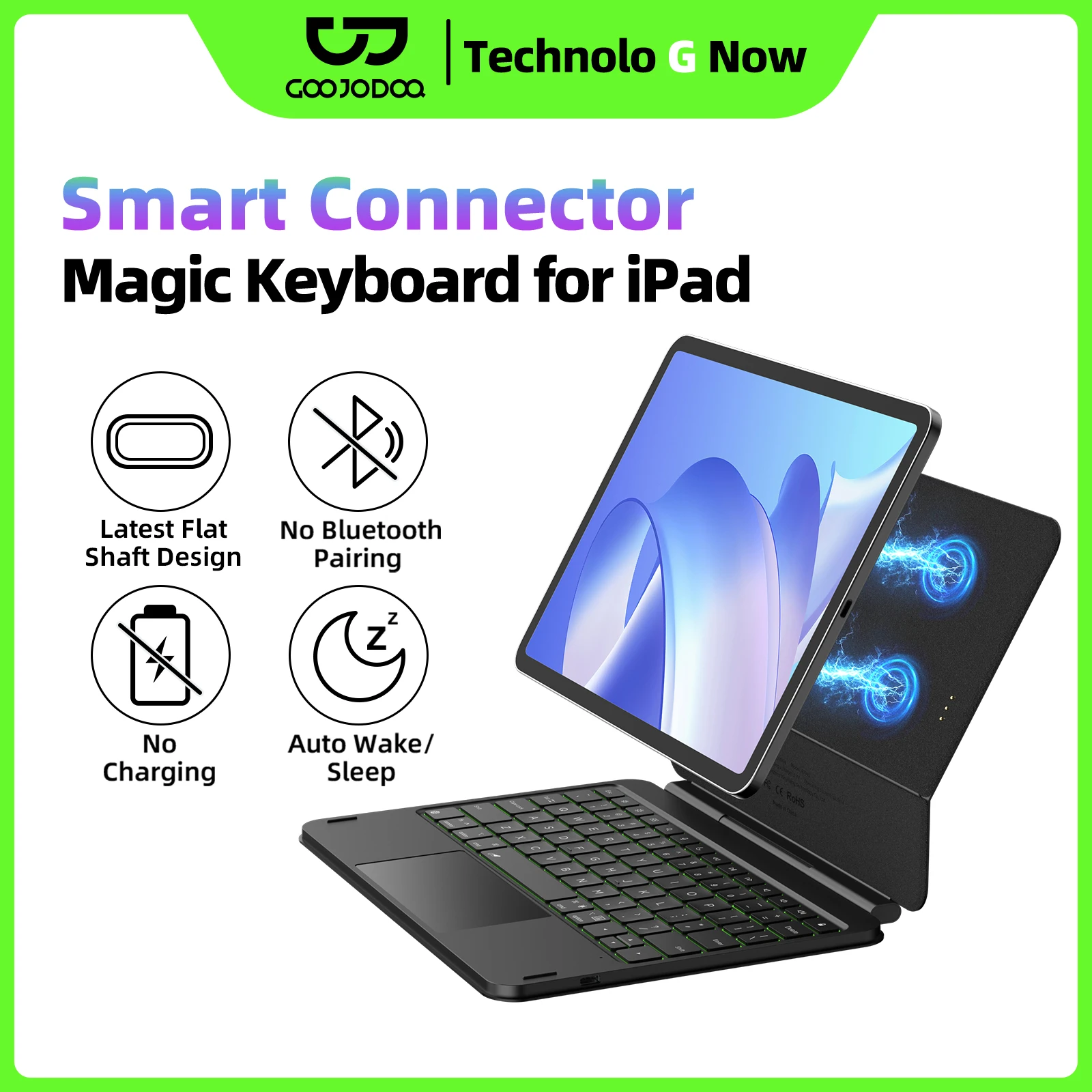 GOOJODOQ-funda con teclado mágico inteligente Pogo Pin para iPad Pro 11 Air 11 13 Air4/5/6, teclado Trackpad multitáctil con conexión directa