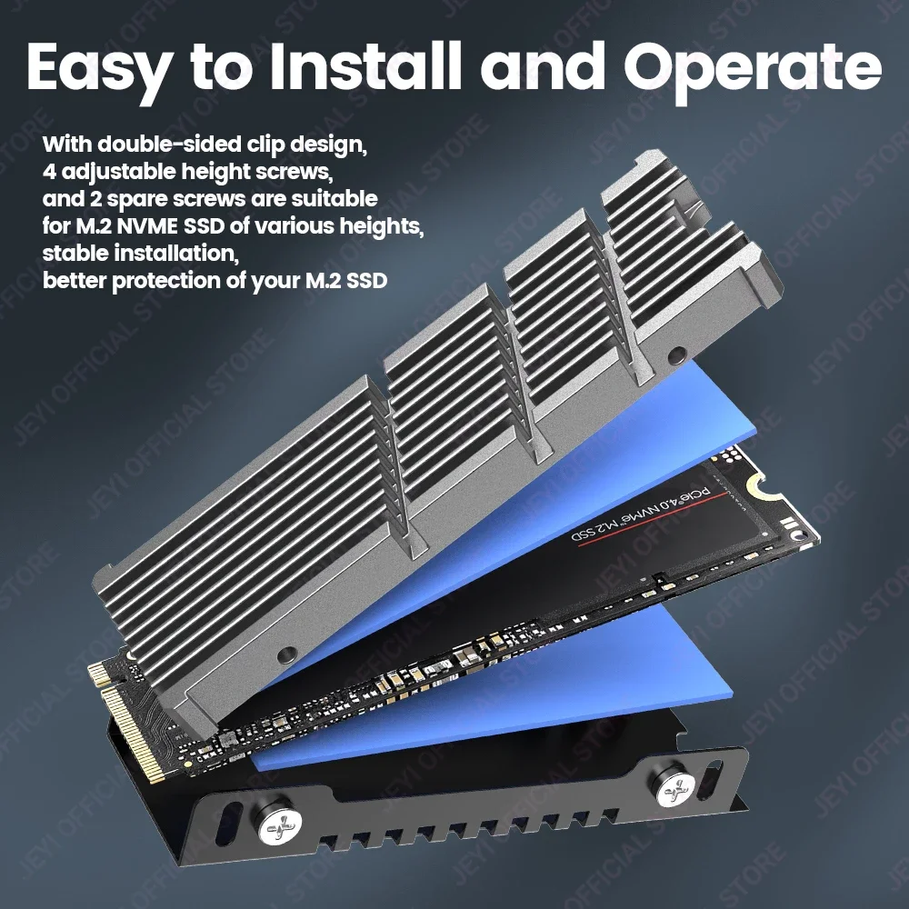 JEYI Cooler II 2280 Disipador para SSD M.2 NVMe – Aleación Mg/Al - imagen 4