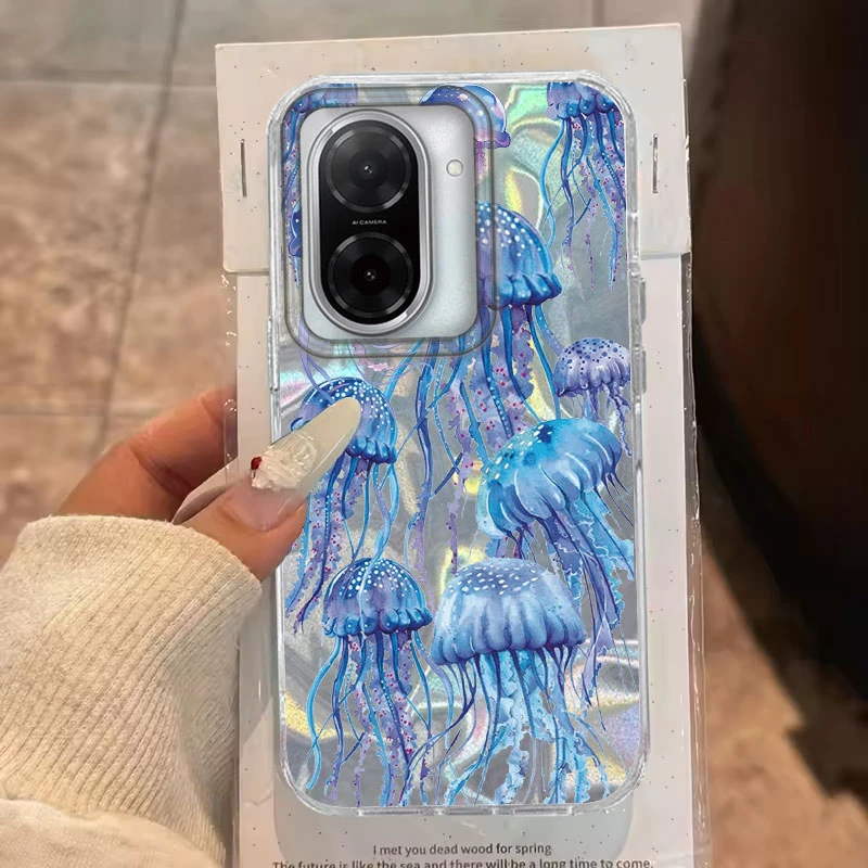 Para Xiaomi 14T Pro 13T 11 Lite 5G funda de teléfono patrón de medusa rosa para Xiaomi 14T bolsas protectoras de silicona de lujo a prueba de golpes - imagen 4