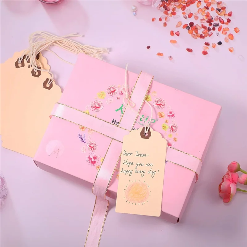 GW-240Pcs 4 3/4 X 2 3/8In Etiquetas de Manila Etiquetas de envío Etiquetas de cartón con etiquetas colgantes de cuerda con agujeros reforzados