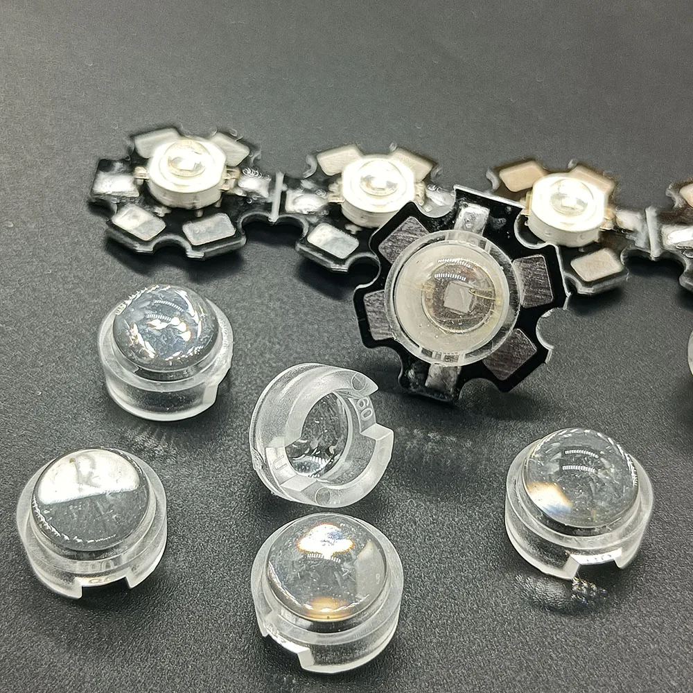 Mini lente LED de 13mm, 1W, 3W, 15, 30, 45, 60, 90, 100 grados para IR CCTV LED PCB, lente acrílica convexa con soporte, colimador reflector - imagen 3