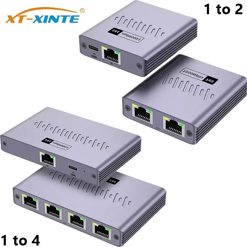 Divisor Ethernet de 1000Mbps Gigabit RJ45 LAN Internet 1 en 4 salida/1 en 2 salidas acoplador de extensión para PC portátil enrutador TV Box
