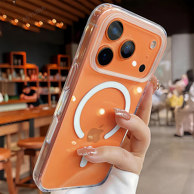 Funda transparente de carga inalámbrica magnética oficial para iPhone 17 Air 16 15 14 13 12 11 Pro Max Plus cubierta dura de PC a prueba de golpes - imagen 2