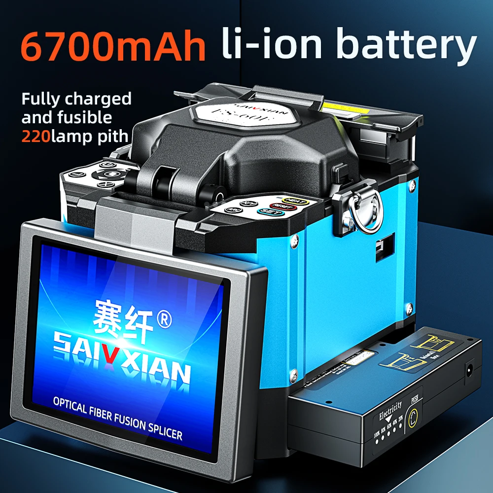 SAIXIAN-máquina de empalme de fibra óptica, empalmador de fusión de fibra óptica, kits de herramientas de soldadura rápida, multilenguaje FTTH, FS-60E Original, nuevo - imagen 3