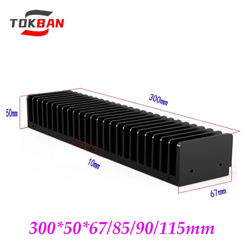 Tokban-AMPLIFICADOR DE POTENCIA Clase A, disipador de calor para bricolaje, accesorios de Audio, 1 piezas, 300x50x67/85/90/115mm