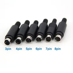 Conector Mini DIN macho para montaje en chasis soldable