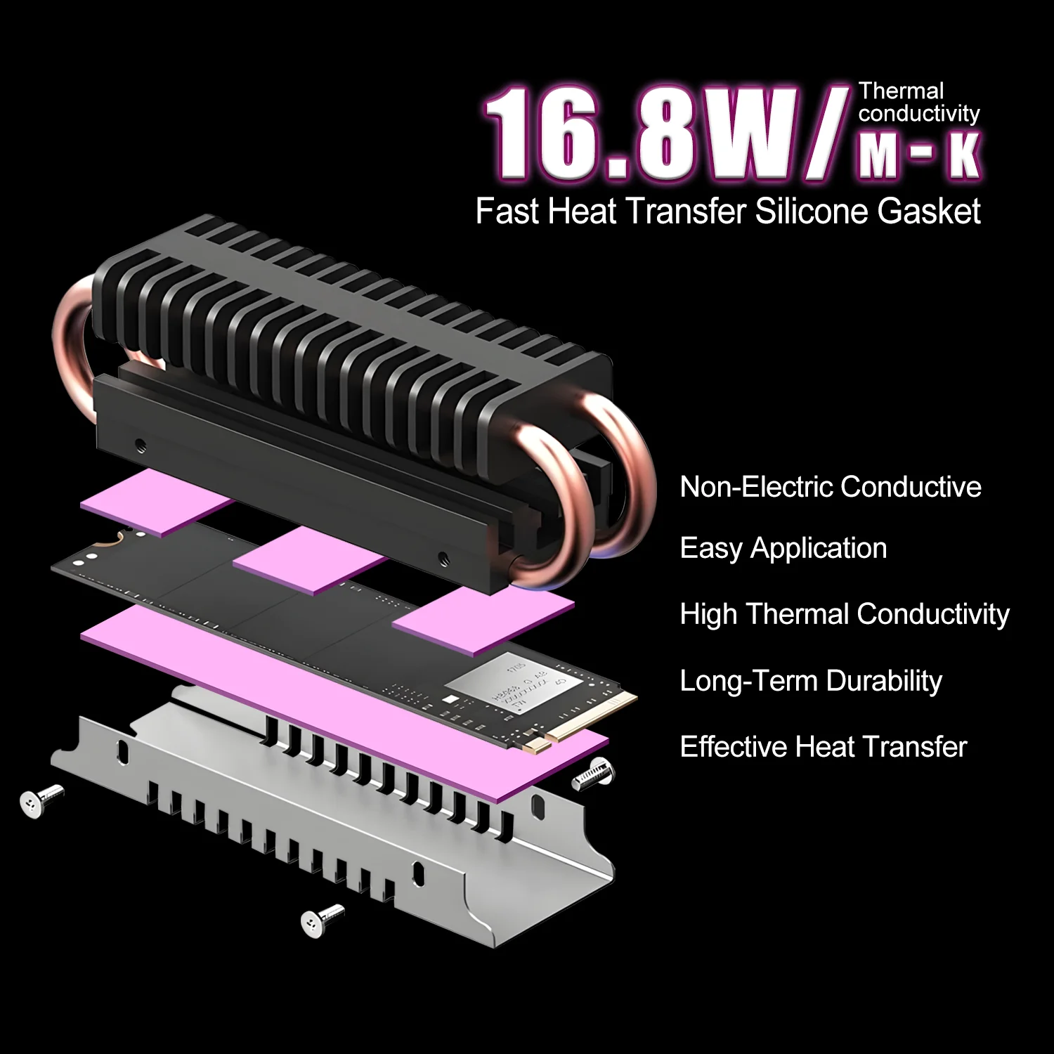 Almohadilla térmica Maxtor 16,8 W/mk disipación de calor almohadilla de silicona CPU/GPU tarjeta gráfica refrigeración por agua almohadilla térmica placa base - imagen 2