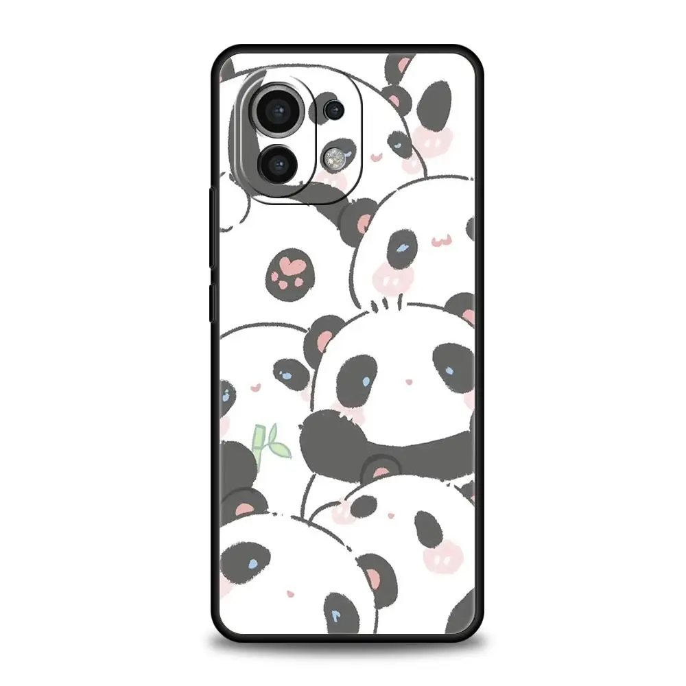 Funda de teléfono para Xiaomi Mi 14, 13, 12, 11 Lite, 13T, 12T, 11x, 11T, 10T, Pro, 9T, Note 10 Lite, cubierta negra suave, Panda lindo, bambú de escalada - imagen 4