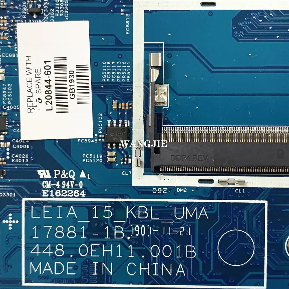 Para HP Pavilion X360 15-CR 15-CR0053WM placa base de computadora portátil L20847-601 L20844-601 I5-8250U CPU 17881-1B 448.0EH10.001B DDR4