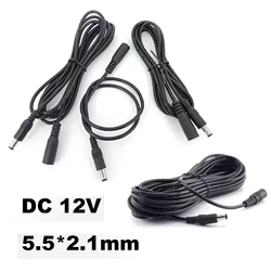 Cable alimentación CC para tiras LED, enchufe hembra a macho
