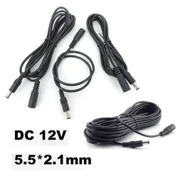 Cable alimentación CC para tiras LED, enchufe hembra a macho
