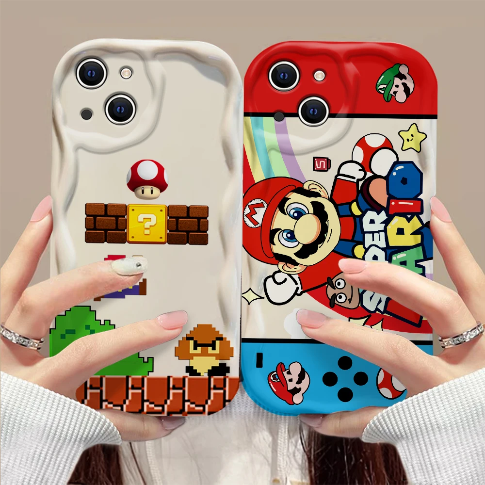 Funda de juegos de dibujos animados 3D Wave para iPhone 15 14 13 12 11 Pro Max Mini X XR XSMAX 8 7 6S Plus para Marios funda de silicona suave
