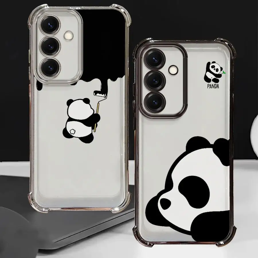 Funda de teléfono transparente con diseño de Panda de dibujos animados para Samsung Galaxy S23 S24 S21 Plus S25 Edge S20 FE S22 Ultra - imagen 3