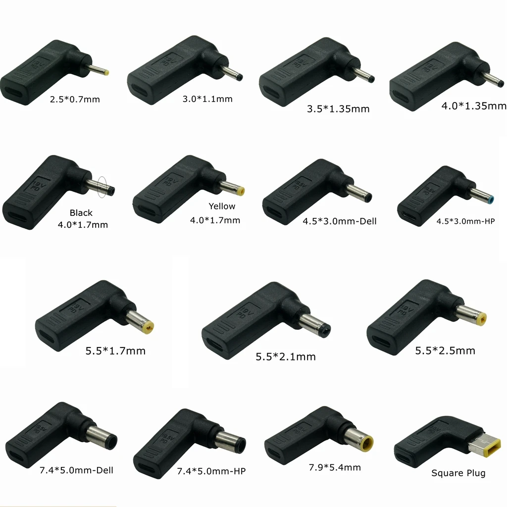 Adaptador de parodia PD, convertidor de enchufe USB tipo C hembra a 7,4X5,0mm 4,5X3,0mm 5,5X2,5mm macho, conector Jack de salida CC para ordenador portátil