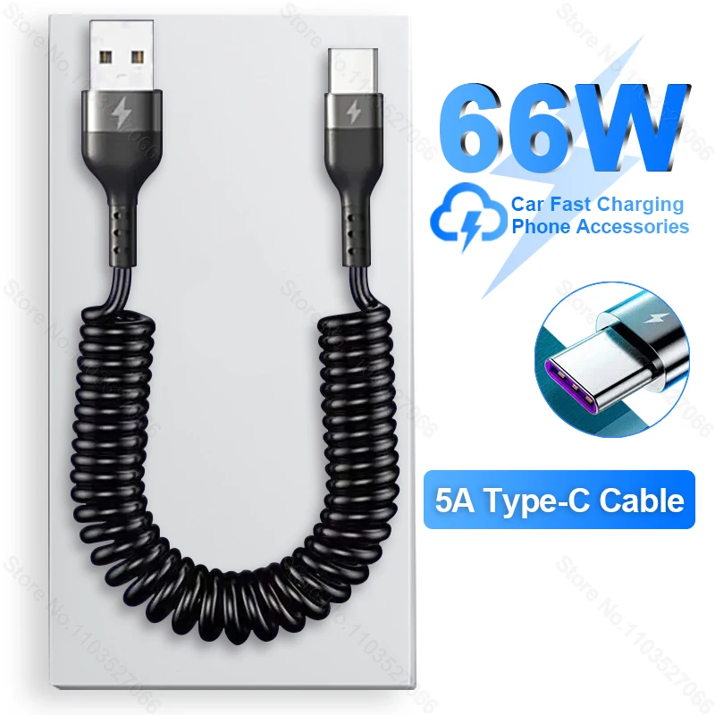 Cable cargador de teléfono para coche USB tipo C de 66W para iPhone Xiaomi 14 Samsung S24 S23 Ultra Huawei Google accesorios de Cable de carga rápida - imagen 2