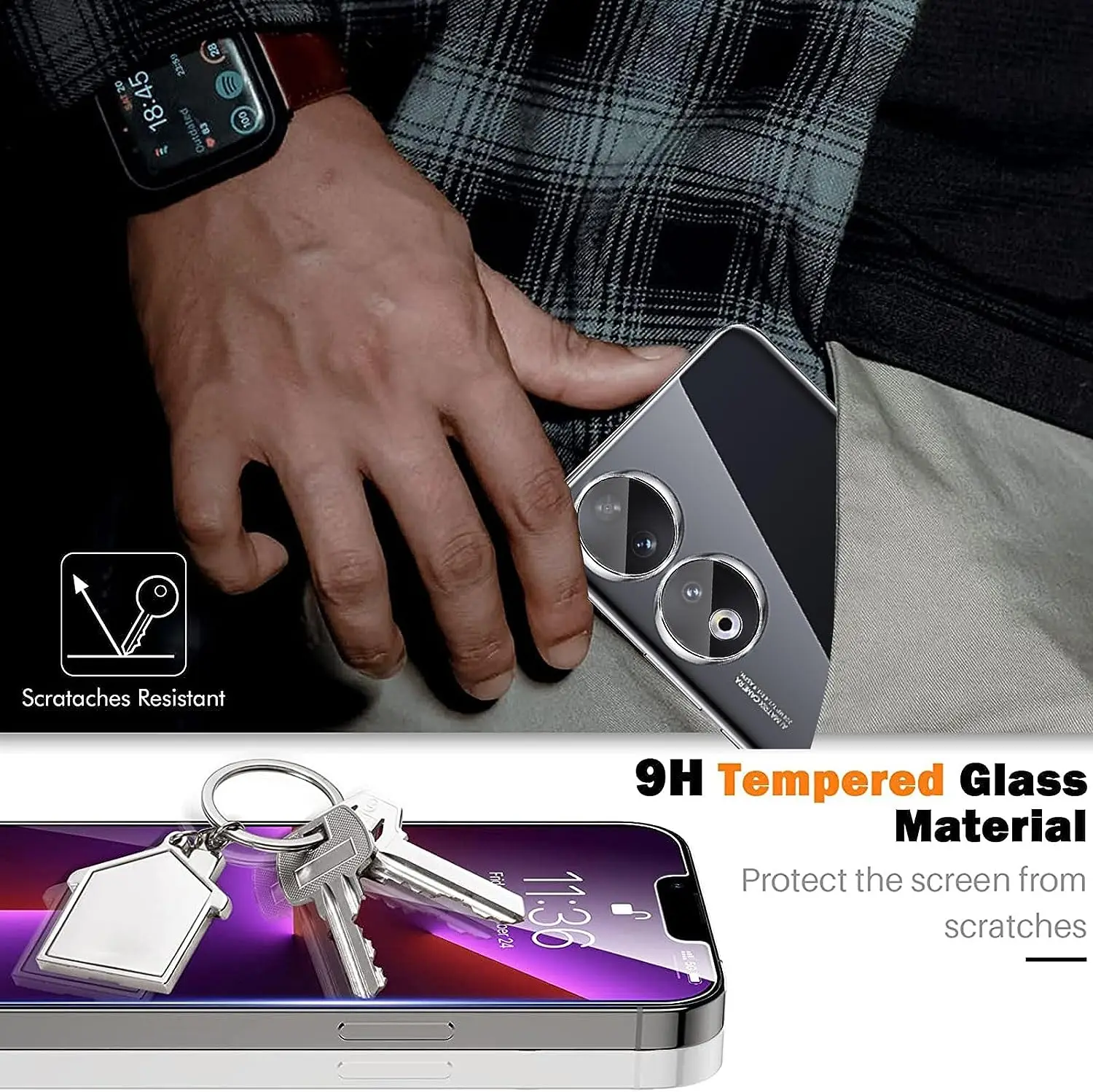 Vidrio templado curvo 3D 9H para Honor 90 Pro, Protector de pantalla de vidrio para Huawei Honor 90Pro, Protector de lente de cámara - imagen 4