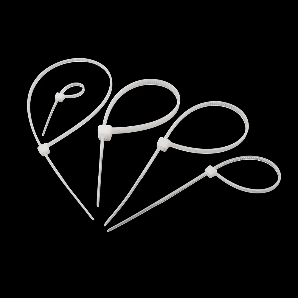 Bridas de plástico de nailon con autosujeción para cables, bridas blancas de 3x60-5x300mm, tamaño surtido, Kabelbinder para interiores y exteriores, 100 unids/lote - imagen 5