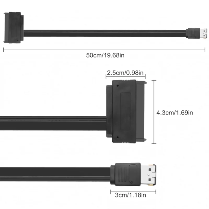 SATA 22Pin a alimentar eSATA USB 2.0 Cable de extensión de transferencia 2 en 1 compatible con 12V 5V para unidad de disco duro de 2,5 "/3,5" 50cm - imagen 2