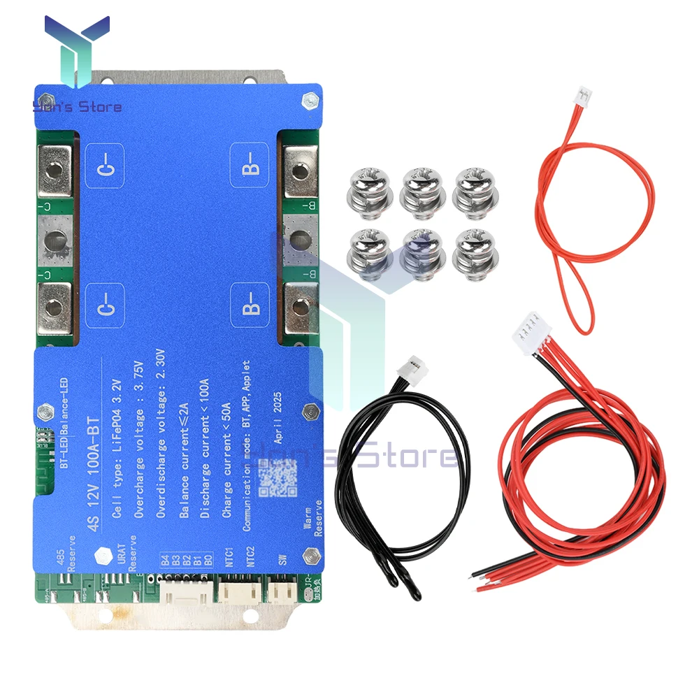 Bluetooth inteligente BMS 4S 8S 100A 200A Placa de protección de batería de litio Placa de equilibrio incorporado Bluetooth Bms compatible con 485/UART - imagen 4