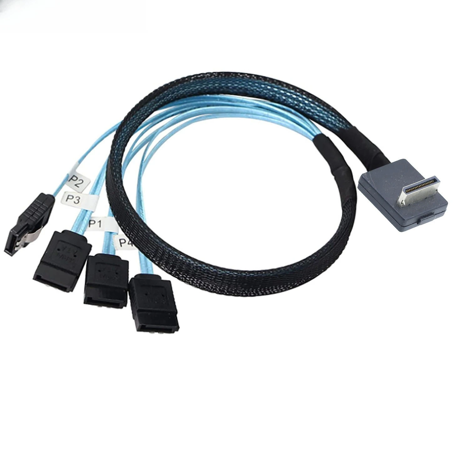 OCuLink PCI-Express SAS SFF-8611 4i 90 grados a 4X SATA 7P Cable adaptador longitud opcional 0,5 M 1 M - imagen 2