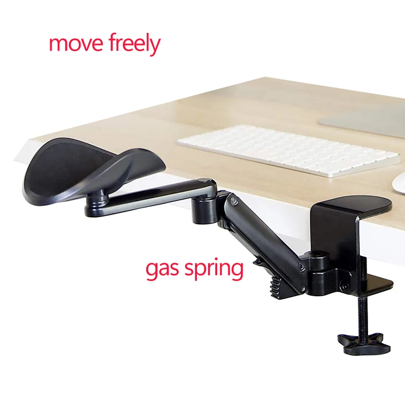 WM50-soporte de muñeca de metal de aluminio para escritorio, abrazadera de reposabrazos de 0-52mm, giratorio 360 resorte de gas, brazo dual que se mueve hacia arriba y hacia abajo, 0-70mm, sobre el escritorio