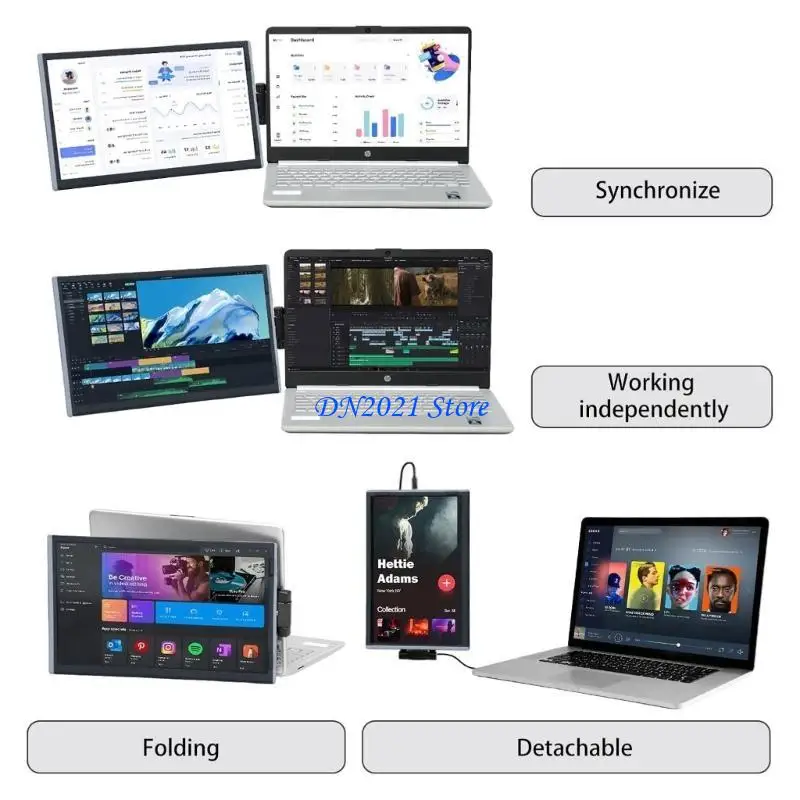 Extensor Monitor para ordenador portátil F3KE, pantalla doble portátil 14,1 pulgadas, segundo Monitor externo, 1920x1080, - imagen 5