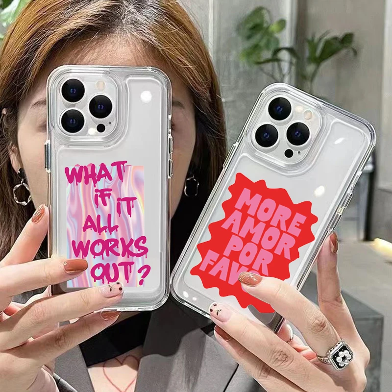 Funda de teléfono colorida Maximalist More Amor Por Favor para iPhone 17 16 15 Pro Max 14 13 12 11 7 8 Plus 17Air funda suave transparente - imagen 3