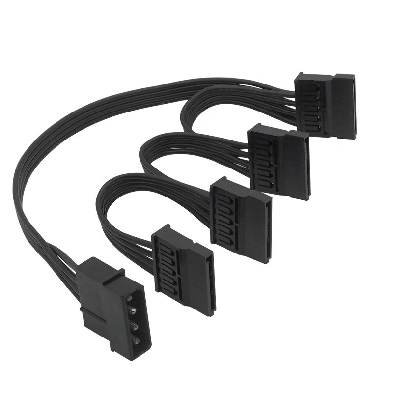Molex-Cable divisor de fuente de alimentación para disco duro, dispositivo de 4 pines IDE de 1 a 5 SATA de 15 pines para bricolaje, PC, 18awg, 4 pines a 15 pines - imagen 3