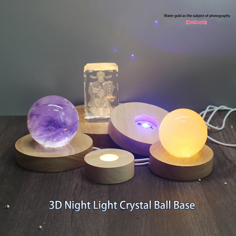 Luces decorativas de escritorio de madera, Base de luz, luz nocturna, pantalla Led Usb de madera, soporte de exhibición, lámpara, adorno artístico