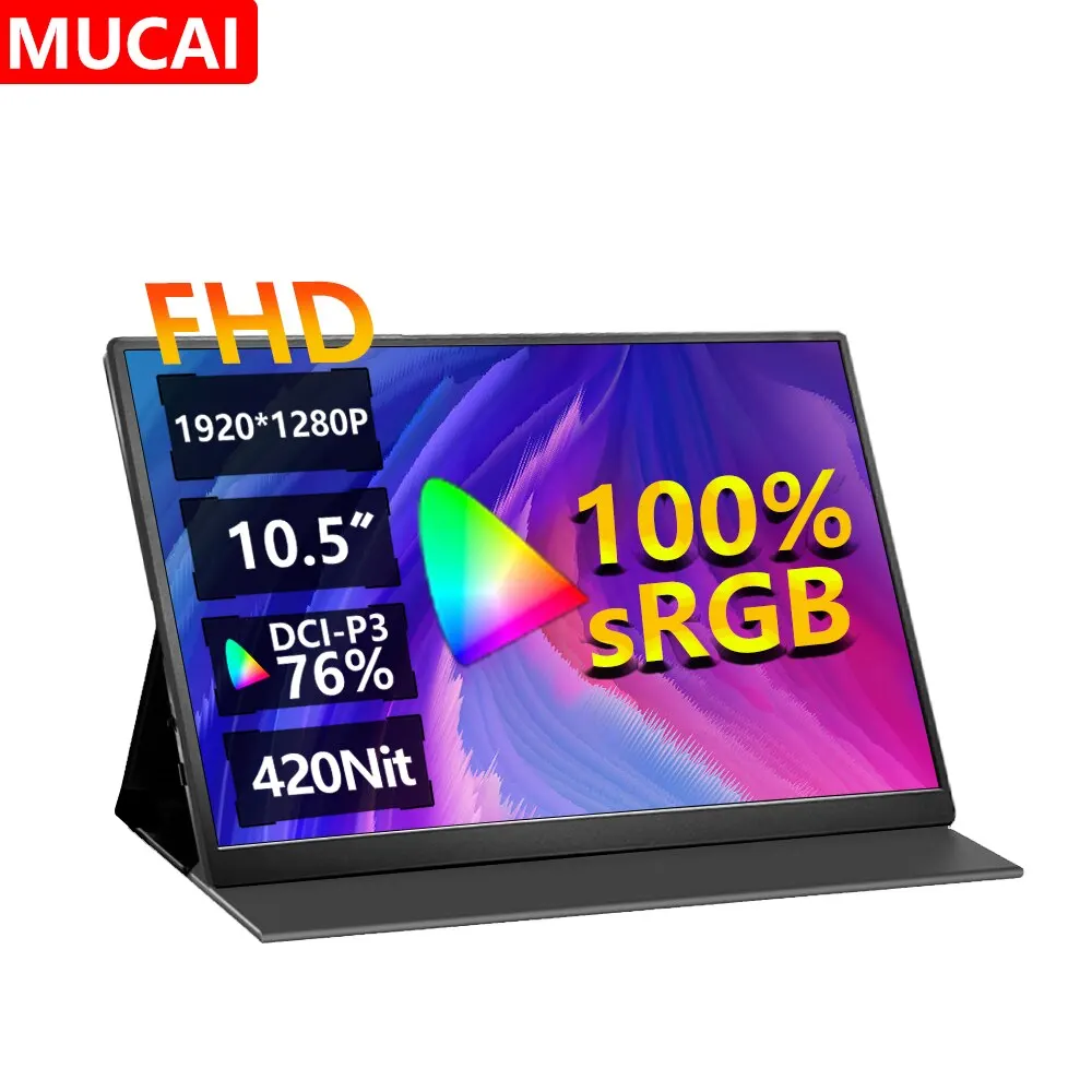 MUCAI-Monitor portátil 10,5 P de 1280 pulgadas, pantalla juego 16:10 IPS 60Hz, 100% SRGB, 420Cd/m ², PS4 Xbox para ordenador Mac/5