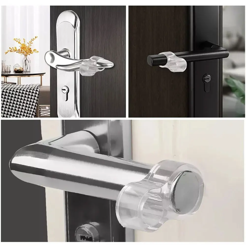 Manijas Tope de puerta Tope de puerta de Gel de silicona protección de pared transparente perilla de puerta parachoques Protector de muebles almohadilla amortiguador de manija - imagen 5