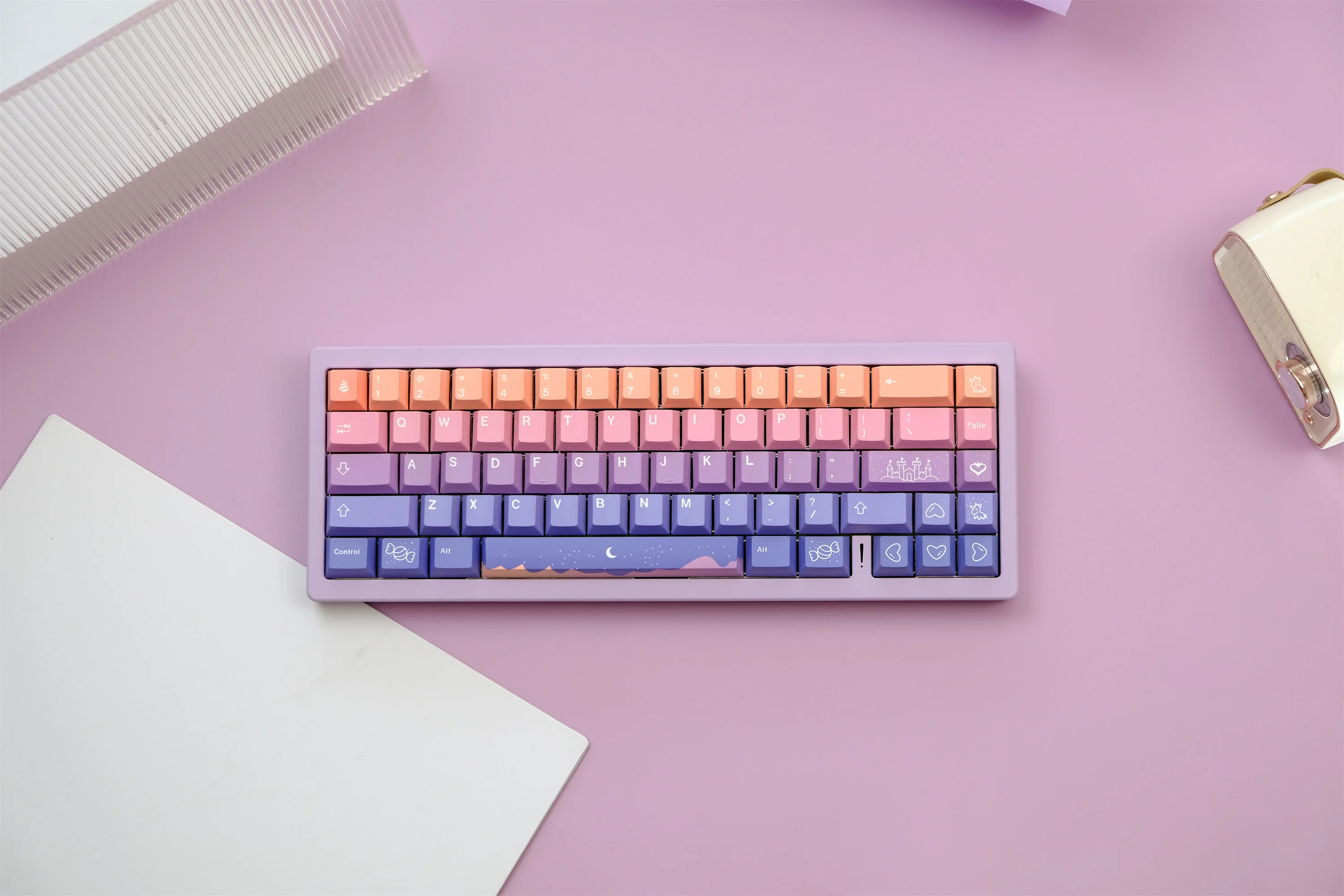 Teclas de cuento de hadas, teclas PBT de 129 teclas, perfil de cereza, DYE-SUB personalizado para teclado mecánico