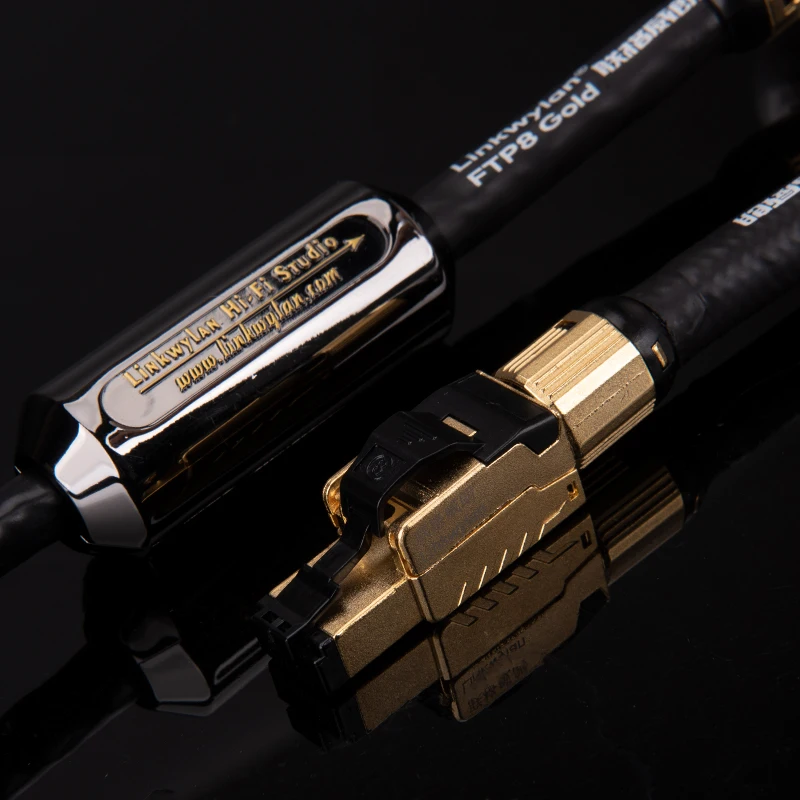 Linkwylan Hifi Studio Cat8 Ethernet Cable plateado FTP8 oro RJ45 CAT8 enchufe de campo Cable preinstalado de red Hi-Fi de alta gama - imagen 5