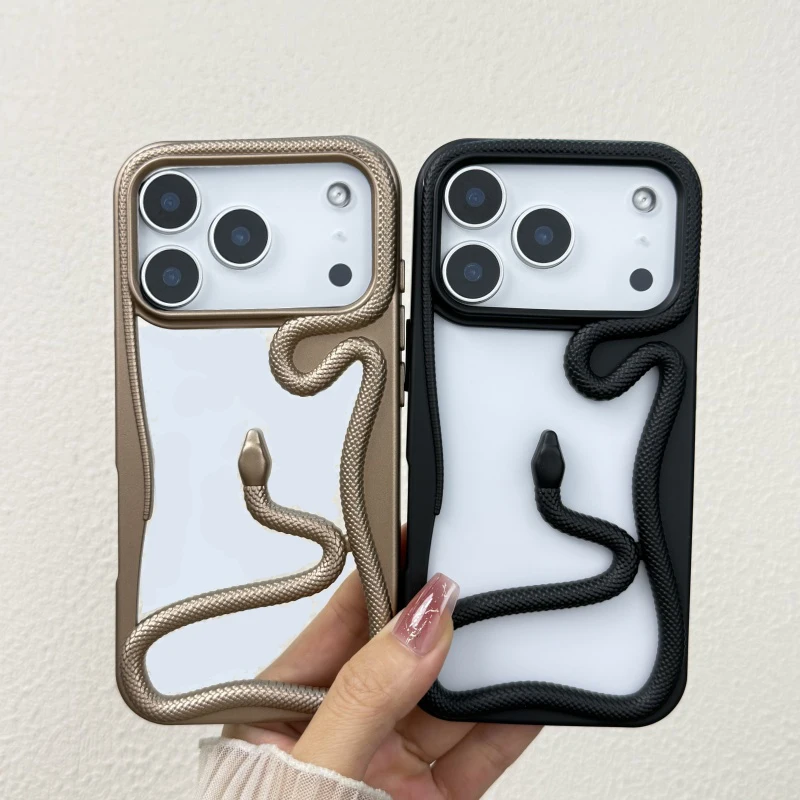 Funda de teléfono mate con revestimiento de serpiente ahuecado de lujo para iPhone 17 Air 16 15 14 Plus 13 12 11 Pro Max cubierta trasera de disipación de calor - imagen 2