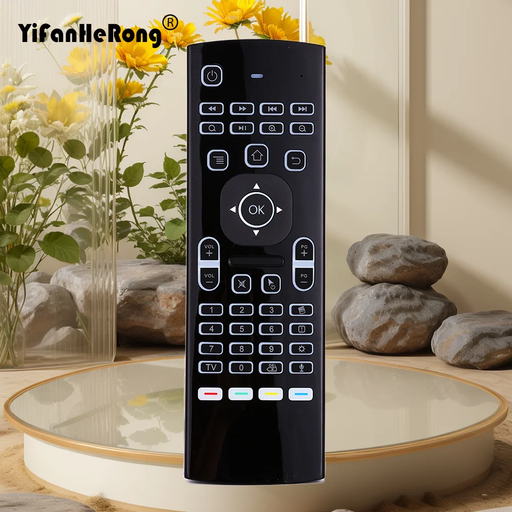 MX3 retroiluminación Air Mouse Control remoto inalámbrico Mini teclado 2,4 Ghz para Android TV Box detección de movimiento PC Gamer controlador - imagen 2