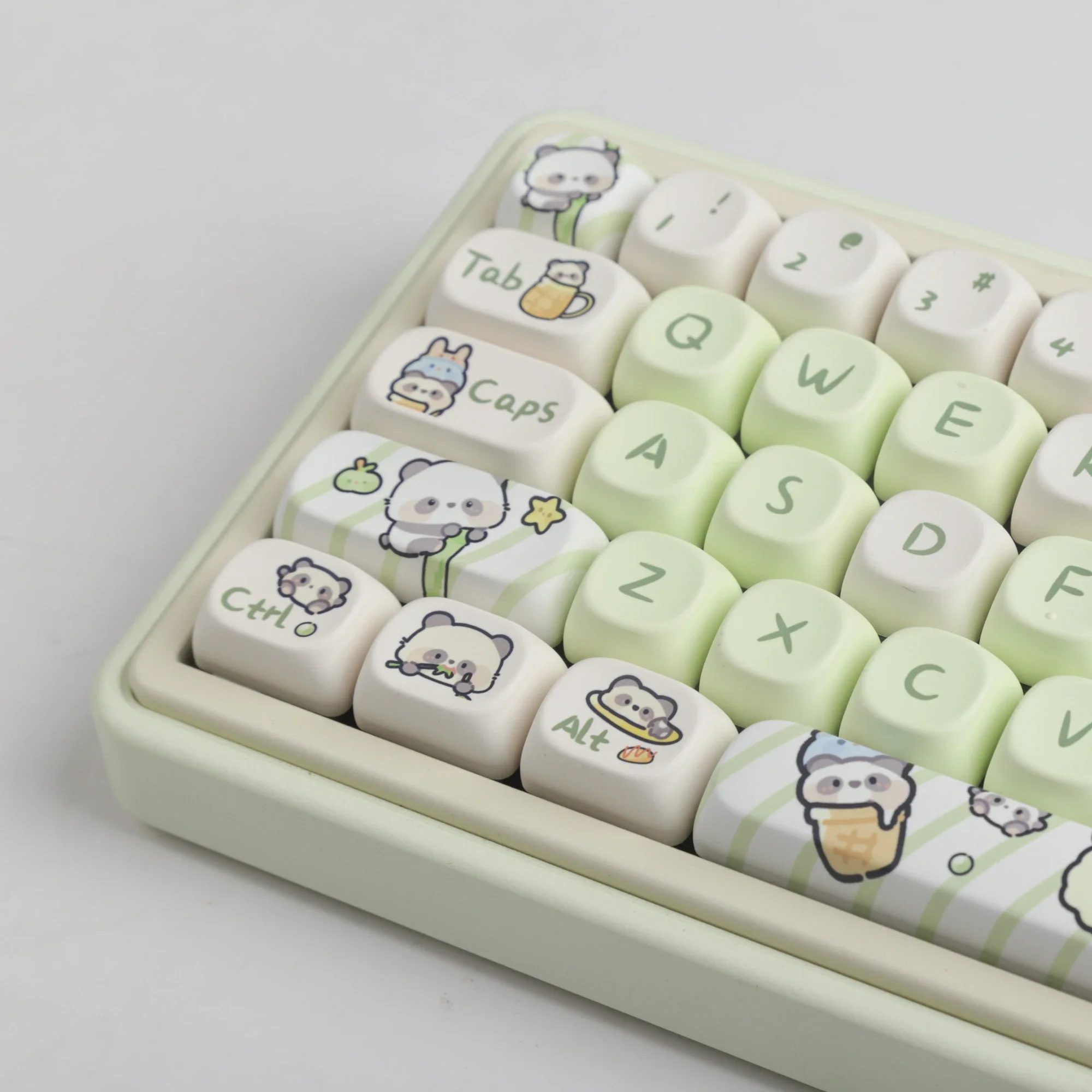 MOA perfil verde leche Panda Keycap tinte sublimación 140 teclas adecuadas para teclado mecánico 61/87/104/108 interruptor MX - imagen 4