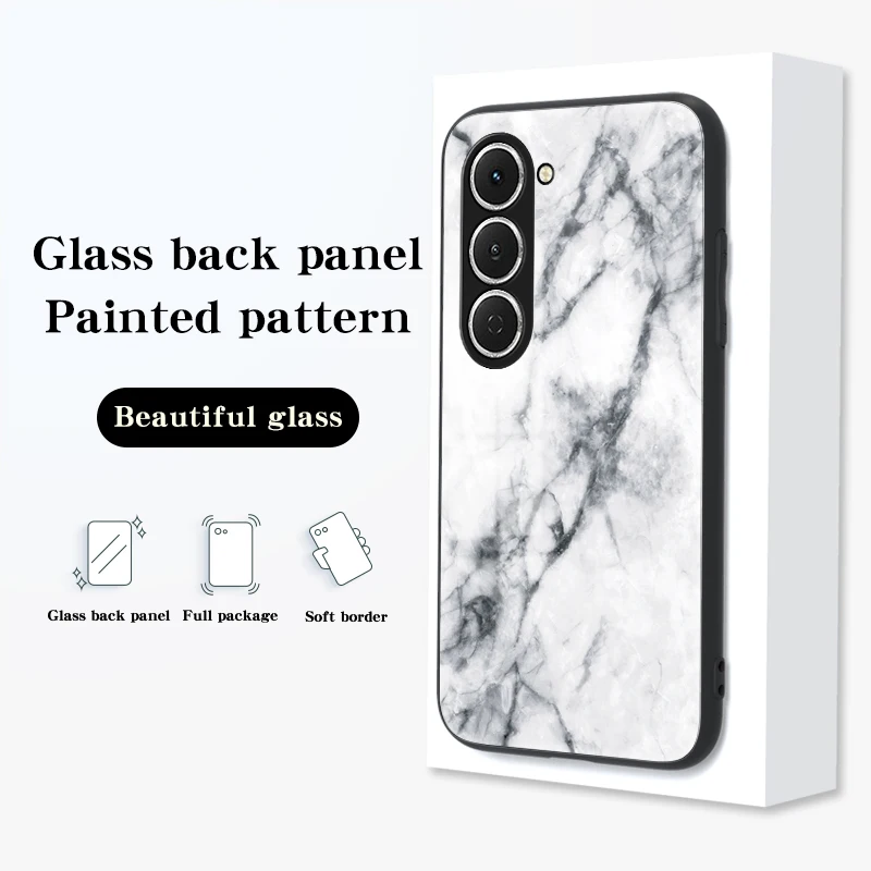 Funda de vidrio templado para Tecno Spark40 Pro, cubierta protectora trasera dura de grano de mármol para teléfono, parachoques para Tecno Spark 40 Pro - imagen 3