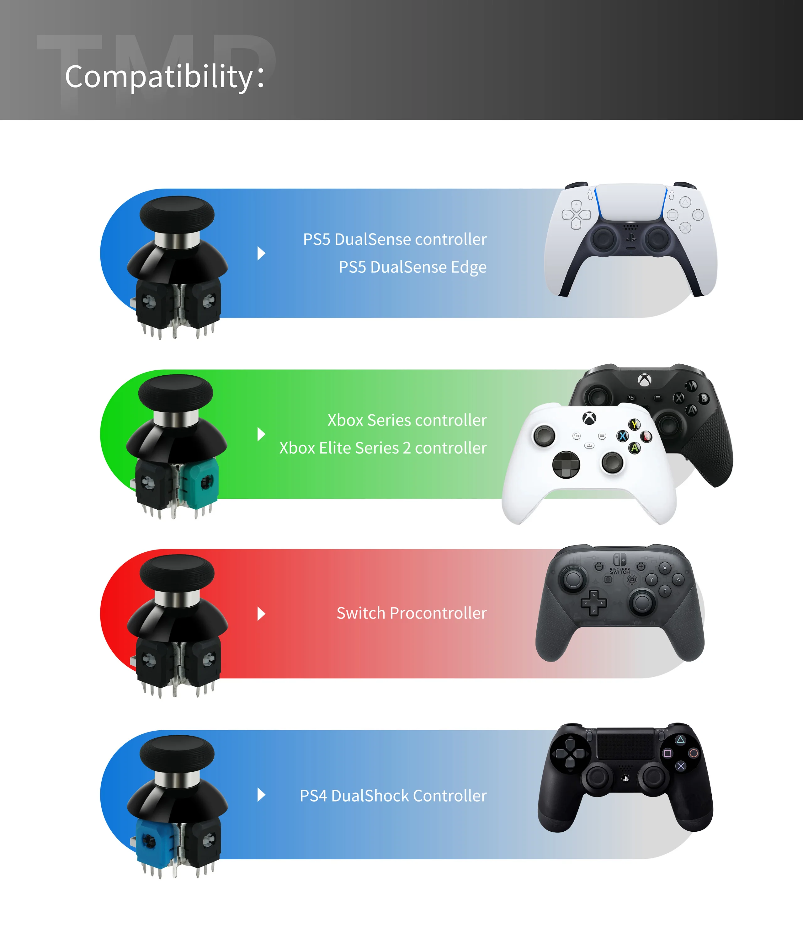 Gulikit 720 ° Joystick TMR ajustable de tensión NS55, Joystick para reparación de reemplazo para PS4 PS5 Switch Xbox Controller sin deriva - imagen 4