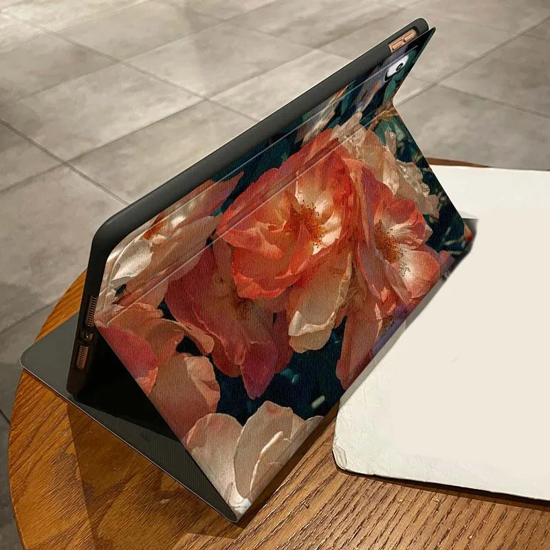 Diseño Vintage de flor de rosa para iPad Pro Air Mini 1, 2, 3, 4, 5, 6, 7, 7, 8, 9, 10, 11, 9,2, 9,7, 10,5, 10,9, 11, 12,9, funda para tableta - imagen 2