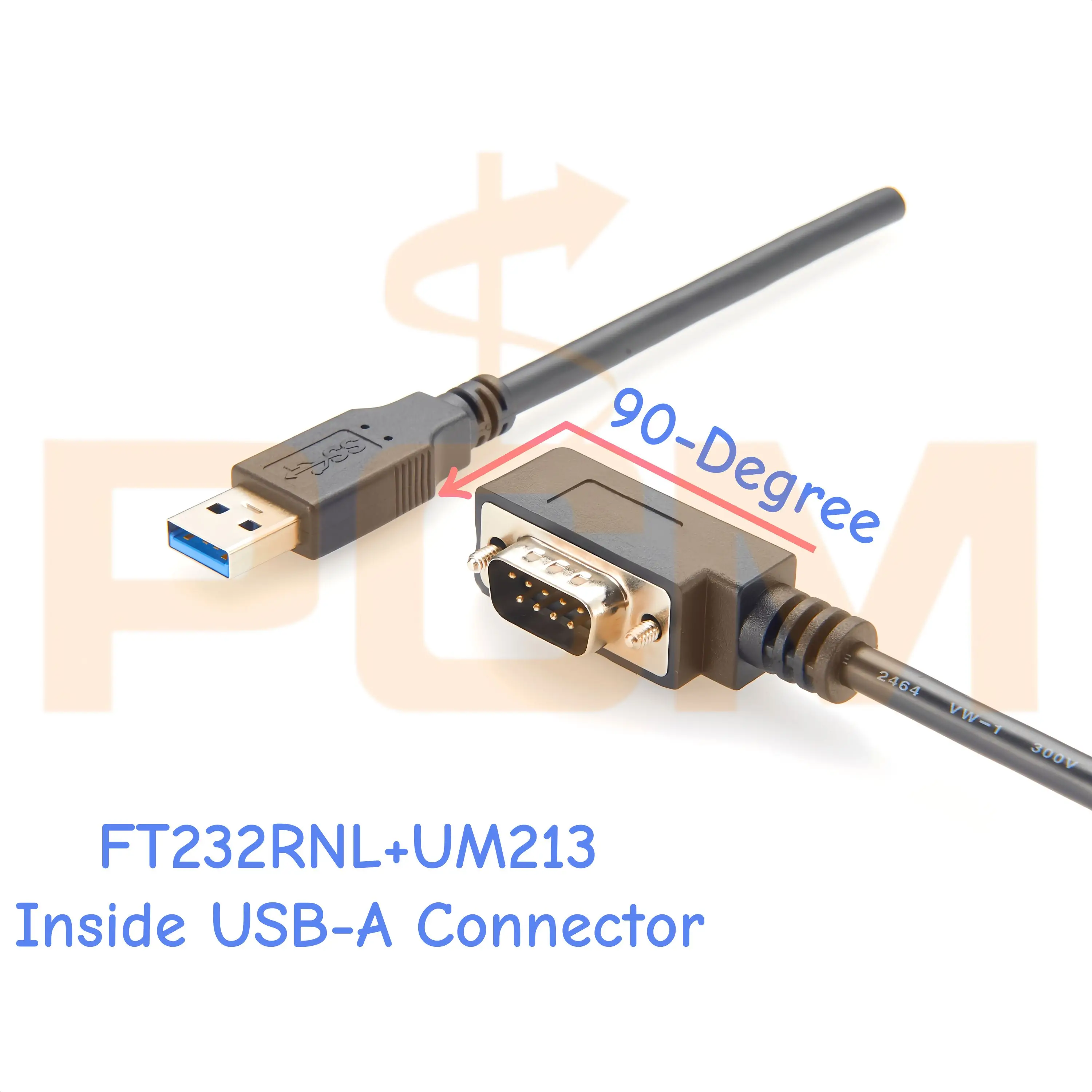 Cable serie FTDI USB a DB9 RS232 en ángulo izquierdo con chip FT232RNL Cable adaptador serie DB9 RS232 de 90 grados de 9 pines para Windows Mac