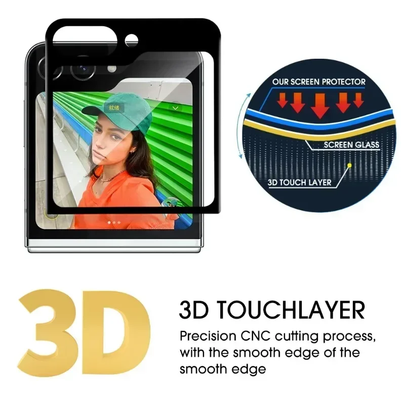 Protector de pantalla de cobertura completa curvada 3D para Samsung Galaxy Z Flip 6 5 película protectora exterior con lente de cámara de vidrio templado - imagen 3