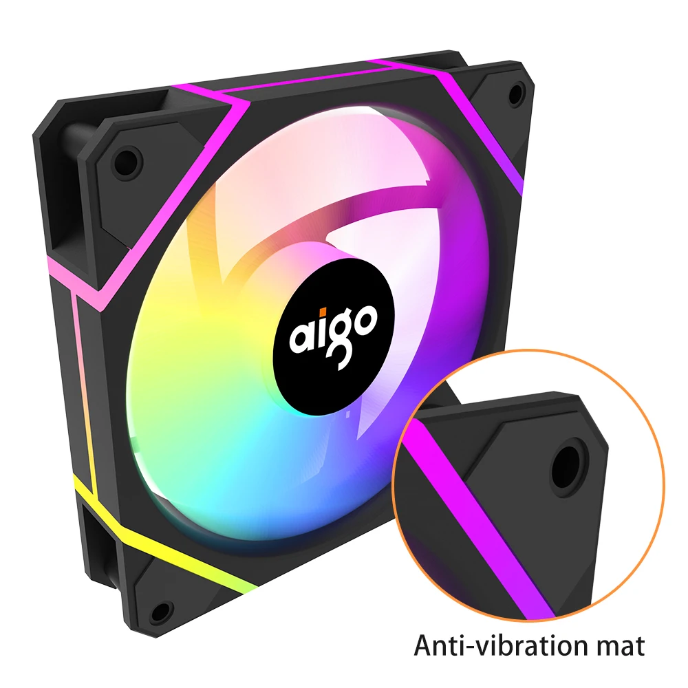 Aigo AM12 Rgb Ventilador Ventoinha PC Controladora 120mm Caja de computadora Kit de ventilador Enfriador de agua de 6 pines Ventiladores de refrigeración de CPU Argb 12cm Ventilador - imagen 5