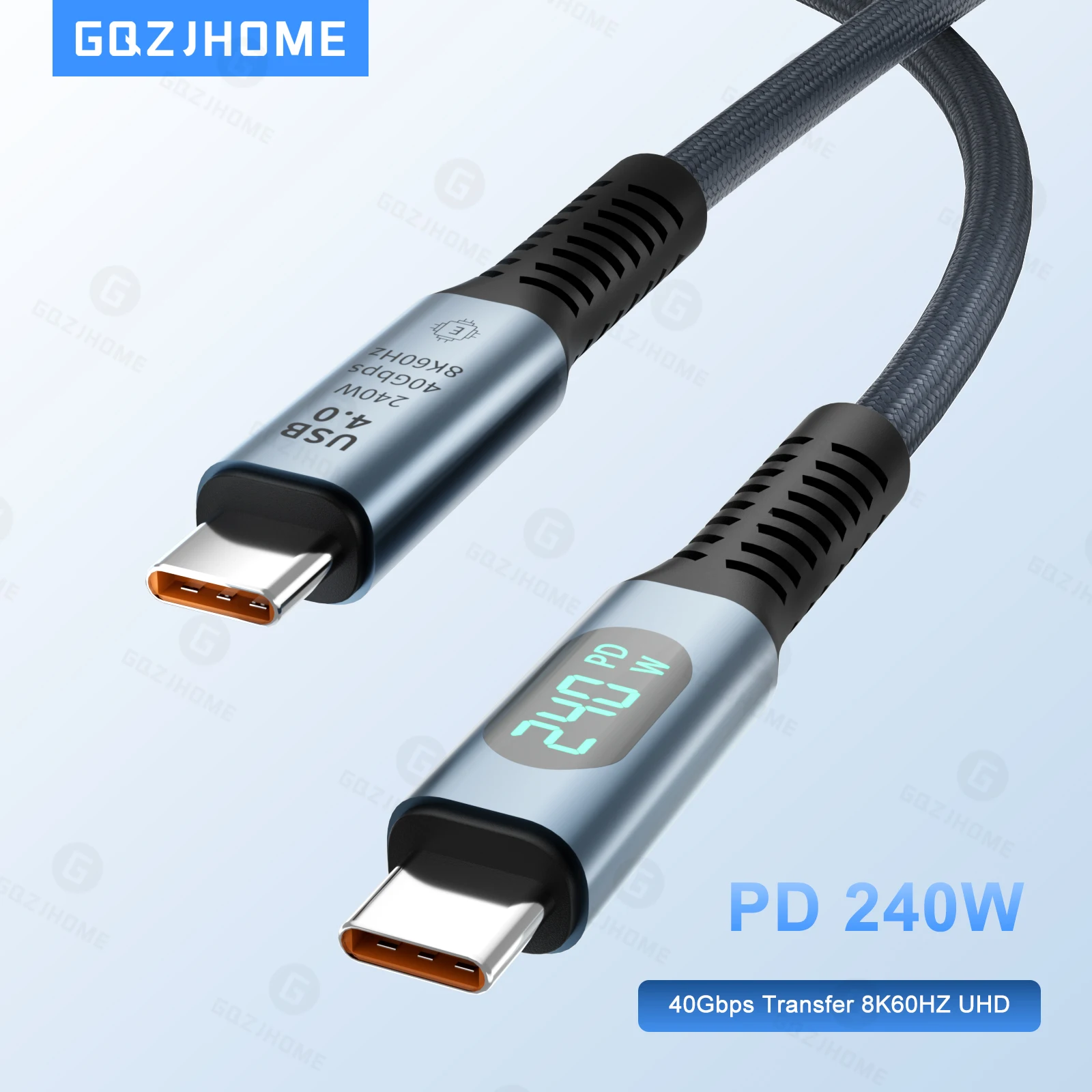 Thunder-bolt 4 Compatible con Cable USB4 con pantalla LED compatible con 8K @ 60Hz 40Gbps 240W USB C PD carga para lPhone 16 Mac