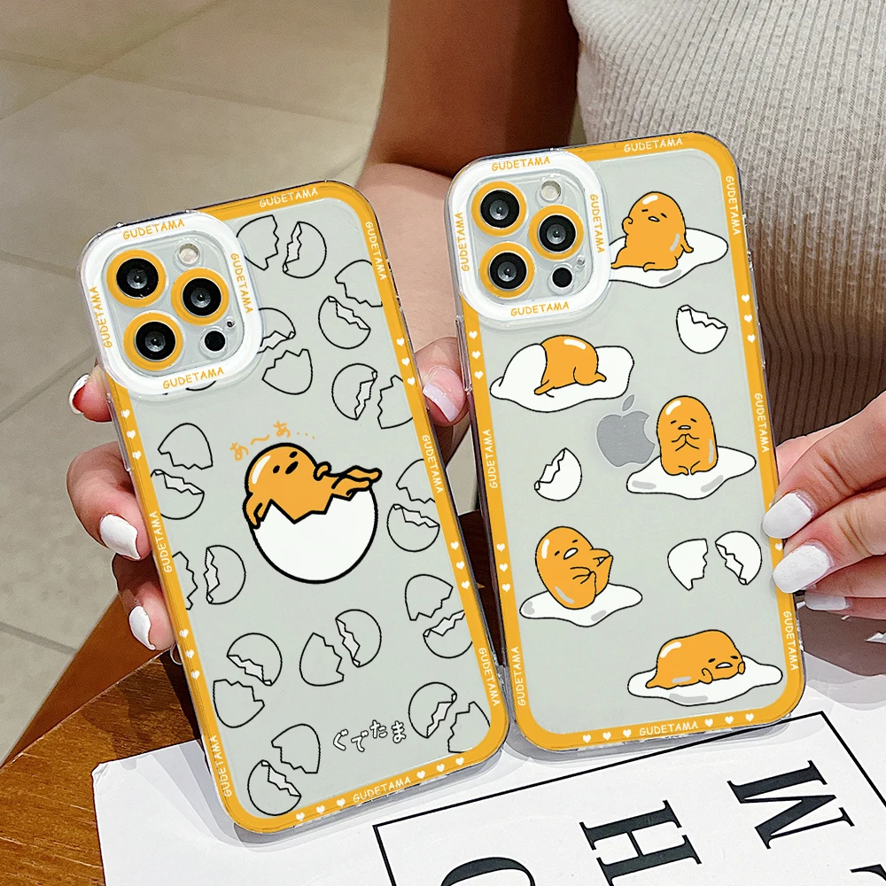 Funda de teléfono Gudetama Lazy Egg, cubierta transparente con estampado de bordes, para Xiaomi Redmi 13C, 12C, 10C, 9C, A3, Note 13, 12, 11, 10, 9 Pro Plus, 4G, 5G