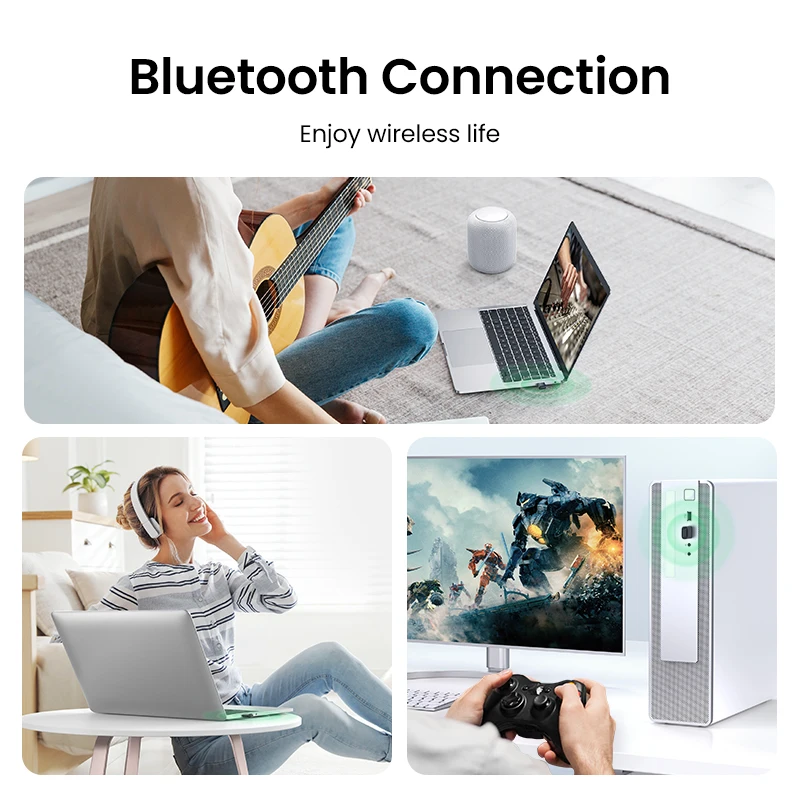 UGREEN-Adaptador USB con Bluetooth 5,0, receptor transmisor EDR Dongle para PC, transferencia inalámbrica para auriculares, altavoces y ratón - imagen 5