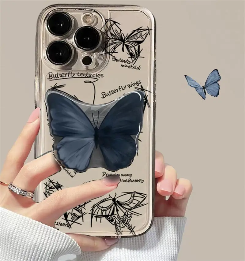 Funda suave con soporte de mariposa INS para Infinix Note 40 30 Pro Hot 30 30i Zero 30 4G Tecno Spark 10 20 Pro 10C 20 20C - imagen 5